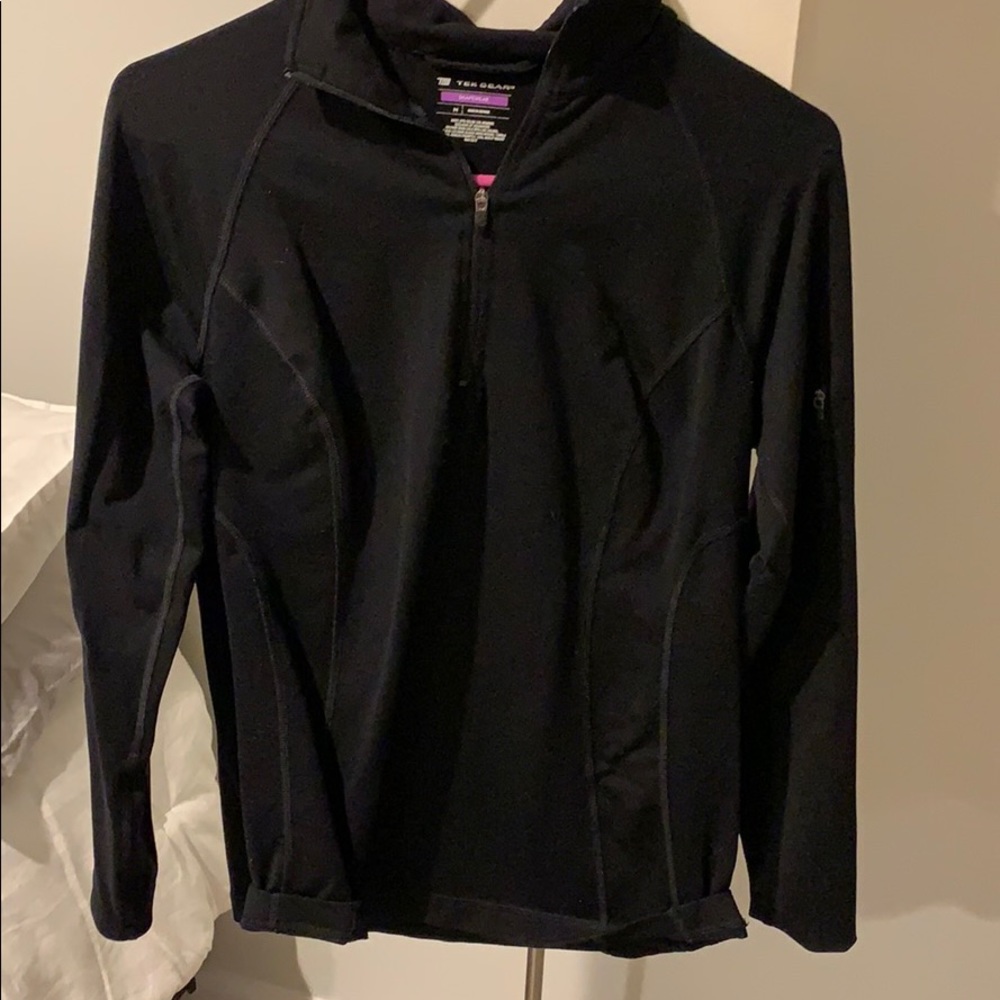 Black pullover athletic shirt